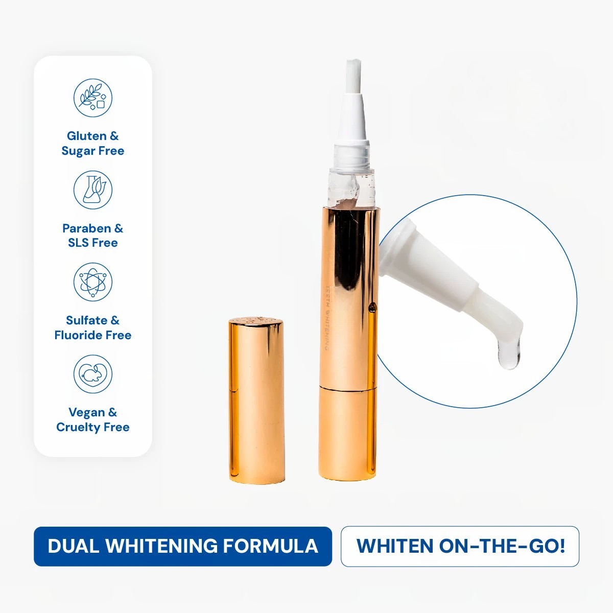 Teeth Whitening Gold Serum Pen – Dual-Peroxide with Xylitol
