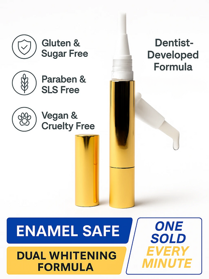 Teeth Whitening Gold Serum Pen – Dual-Peroxide with Xylitol